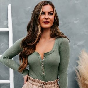 Waffled Button-Front Bodysuit-NanaMacs